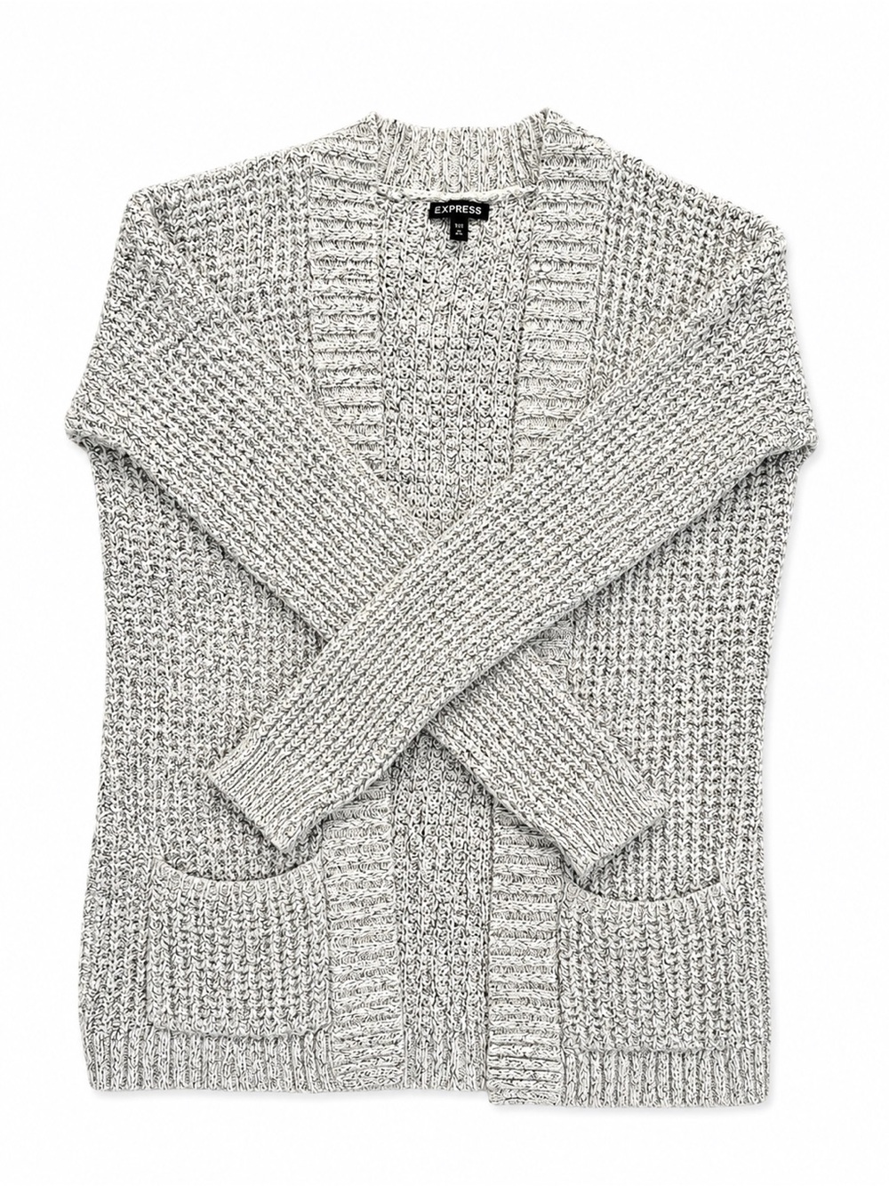 Express Marled Open Front Knit Cardigan Sweater Gray Black Size Small